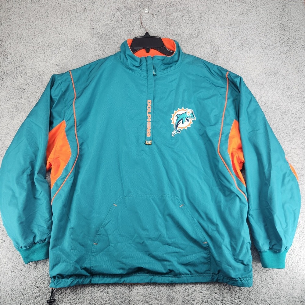 Vintage 90's NFL Miami Dolphins Reversible Fleece 1/4 Zip Pullover Mens Size XL